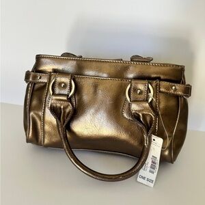 St. John’s Bay Metallic Bronze Double-Ring Satchel – NWT